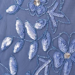 Adrianna Papell Hand Beaded Short Sleeve Floral Godet Gown In French Blue 11 Adrianna Papell Hand Beaded Short Sleeve Floral Godet Gown In French Blue -Glam Mirth Sales AP1E208349 AA544 Regular Alternate