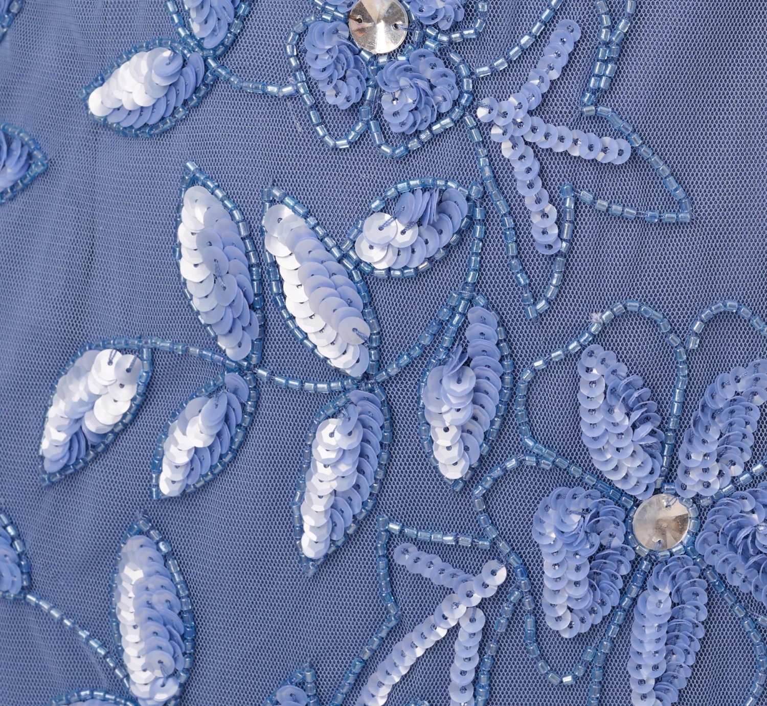 Adrianna Papell Hand Beaded Short Sleeve Floral Godet Gown In French Blue 6 Adrianna Papell Hand Beaded Short Sleeve Floral Godet Gown In French Blue - Image 6