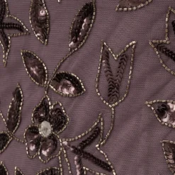 Adrianna Papell Hand Beaded Short Sleeve Floral Godet Gown In Moonscape -Glam Mirth Sales AP1E208349 AD542 Regular Alternate