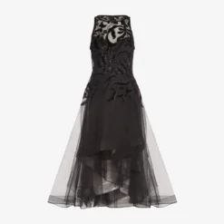 Adrianna Papell Tulle Halter Party Dress With Velvet Accents In Black 13 Adrianna Papell Tulle Halter Party Dress With Velvet Accents In Black -Glam Mirth Sales AP1E208360 AA002 Regular Flat