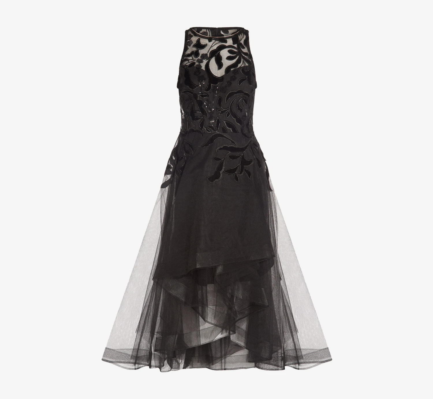 Adrianna Papell Tulle Halter Party Dress With Velvet Accents In Black 7 Adrianna Papell Tulle Halter Party Dress With Velvet Accents In Black - Image 7