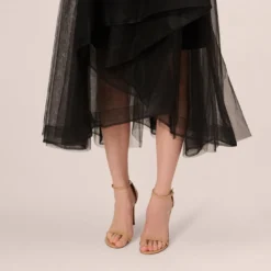 Adrianna Papell Tulle Halter Party Dress With Velvet Accents In Black 10 Adrianna Papell Tulle Halter Party Dress With Velvet Accents In Black -Glam Mirth Sales AP1E208360 AA002 Regular Lifestyle