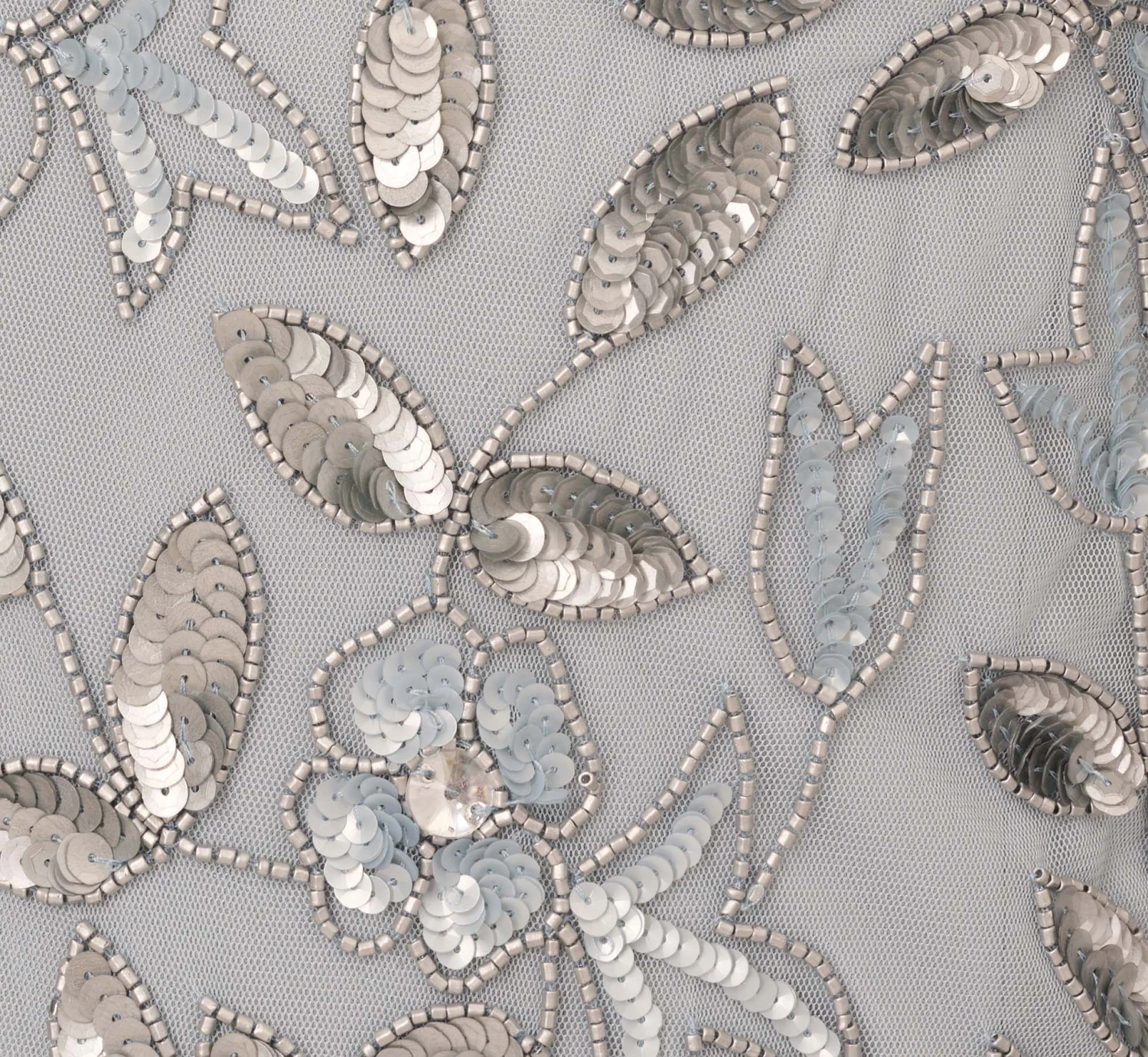 Adrianna Papell Long Floral Beaded Gown With Flutter Sleeves In Blue Heather 6 Adrianna Papell Long Floral Beaded Gown With Flutter Sleeves In Blue Heather - Image 6