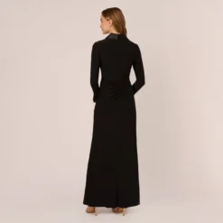 Adrianna Papell Tuxedo Mermaid Gown In Black 11 Adrianna Papell Tuxedo Mermaid Gown In Black -Glam Mirth Sales AP1E208564 AA002 Regular Back