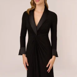 Adrianna Papell Tuxedo Mermaid Gown In Black 9 Adrianna Papell Tuxedo Mermaid Gown In Black -Glam Mirth Sales AP1E208564 AA002 Regular Detail