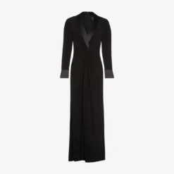 Adrianna Papell Tuxedo Mermaid Gown In Black 13 Adrianna Papell Tuxedo Mermaid Gown In Black -Glam Mirth Sales AP1E208564 AA002 Regular Flat