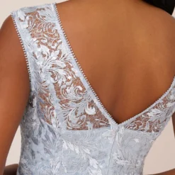 Adrianna Papell Embroidered Sleeveless Midi Cocktail Dress In Skyway 12 Adrianna Papell Embroidered Sleeveless Midi Cocktail Dress In Skyway -Glam Mirth Sales AP1E208600 AC459 Regular Lifestyle