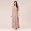 Adrianna Papell Hand Beaded Long Blouson Mermaid Gown In Steel Rose