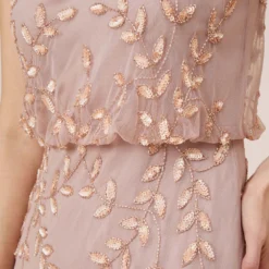 Adrianna Papell Hand Beaded Long Blouson Mermaid Gown In Steel Rose 10 Adrianna Papell Hand Beaded Long Blouson Mermaid Gown In Steel Rose -Glam Mirth Sales AP1E208913 BA696 Regular Detail