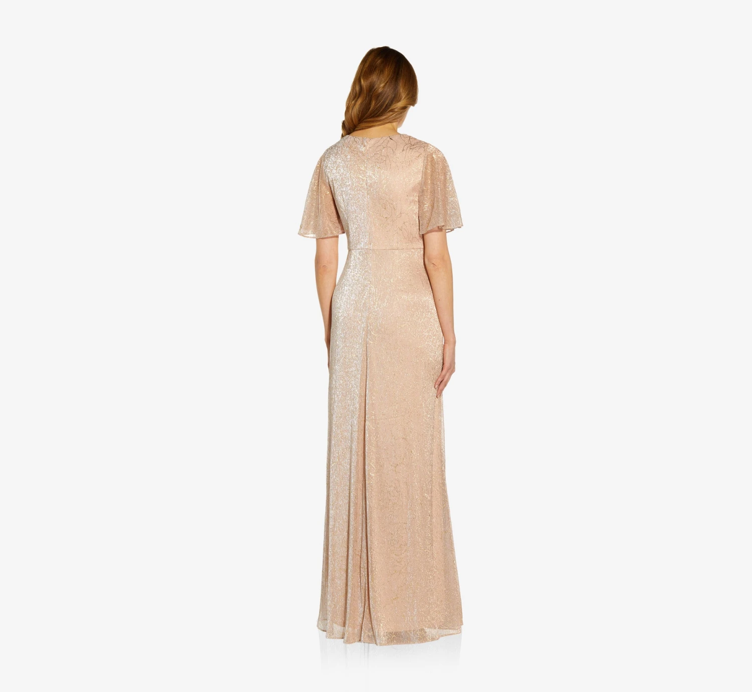 Adrianna Papell Metallic Mesh Draped Gown In Rose Gold 2 Adrianna Papell Metallic Mesh Draped Gown In Rose Gold - Image 2