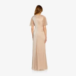 Adrianna Papell Metallic Mesh Draped Gown In Rose Gold 9 Adrianna Papell Metallic Mesh Draped Gown In Rose Gold -Glam Mirth Sales AP1E209024 AI298 Regular Back af5ccc2b 0280 4529 947d 9d0d8ffb18c2
