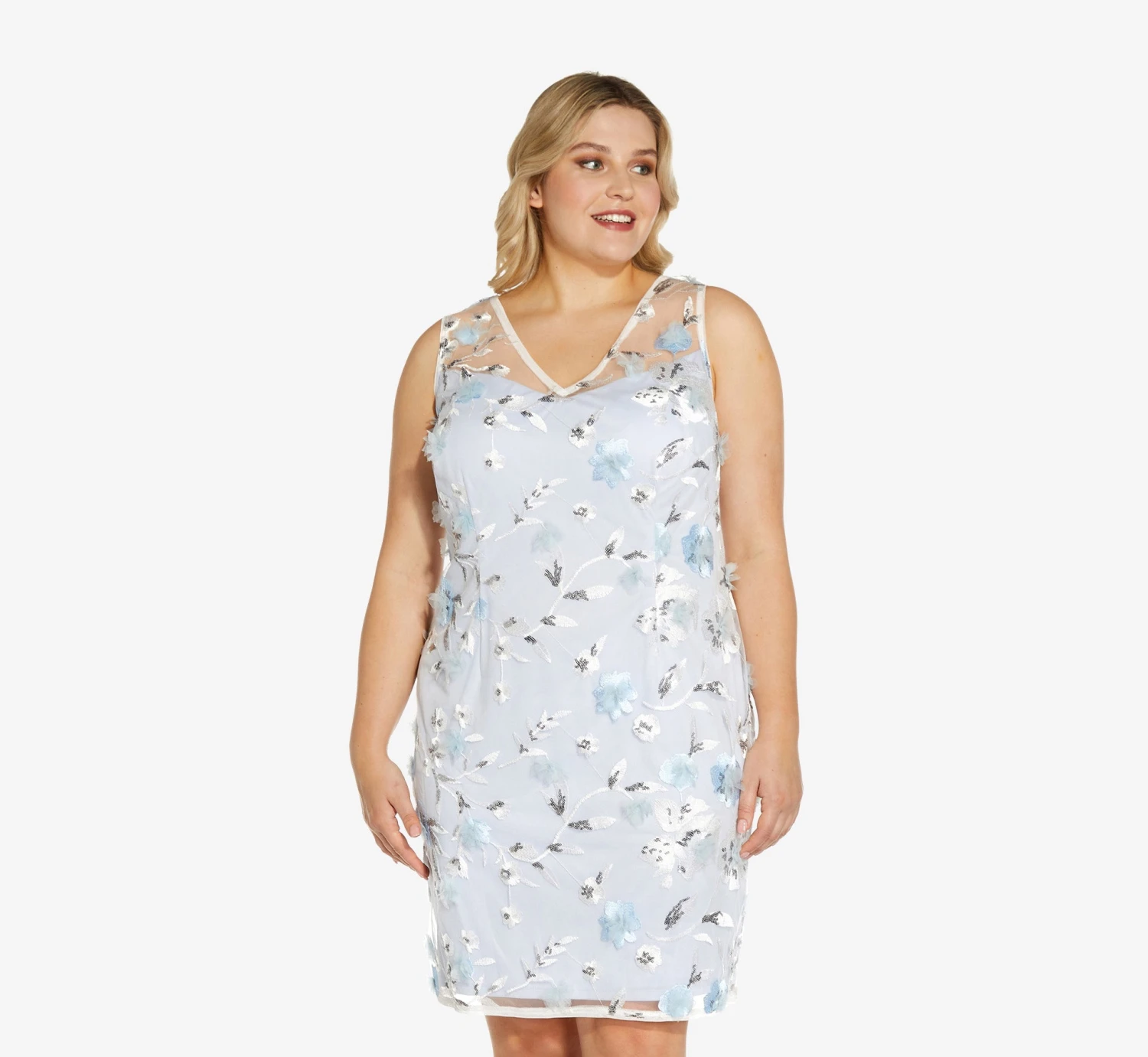 Adrianna Papell Plus Size Floral Embroidered Sheath Dress In Clearwater Ivory 1 Adrianna Papell Plus Size Floral Embroidered Sheath Dress In Clearwater Ivory