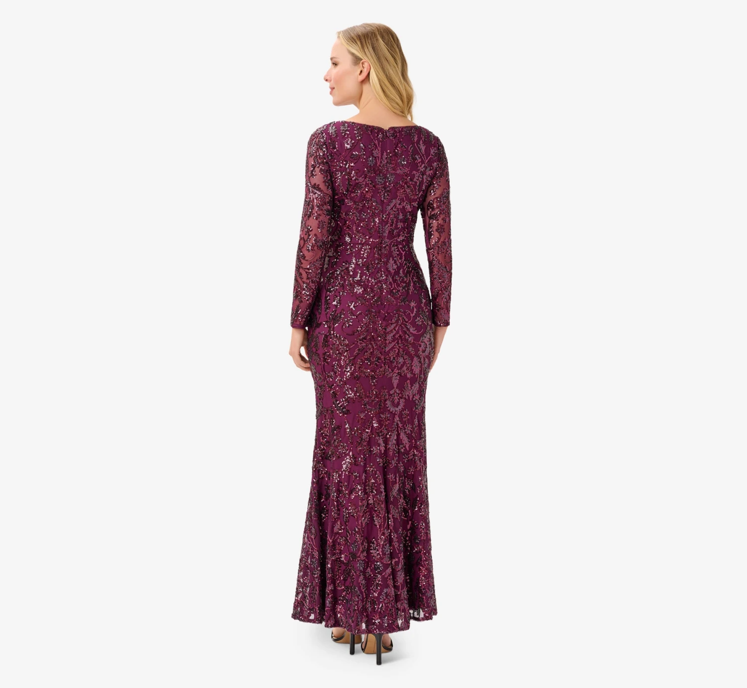 Adrianna Papell Stretch Sequin Gown In Cassis 2 Adrianna Papell Stretch Sequin Gown In Cassis - Image 2