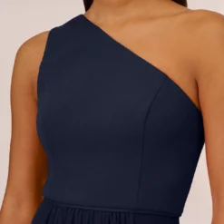 Adrianna Papell One-Shoulder Chiffon Long Gown In Midnight 9 Adrianna Papell One-Shoulder Chiffon Long Gown In Midnight -Glam Mirth Sales AP1E209149 AB411 Regular Detail