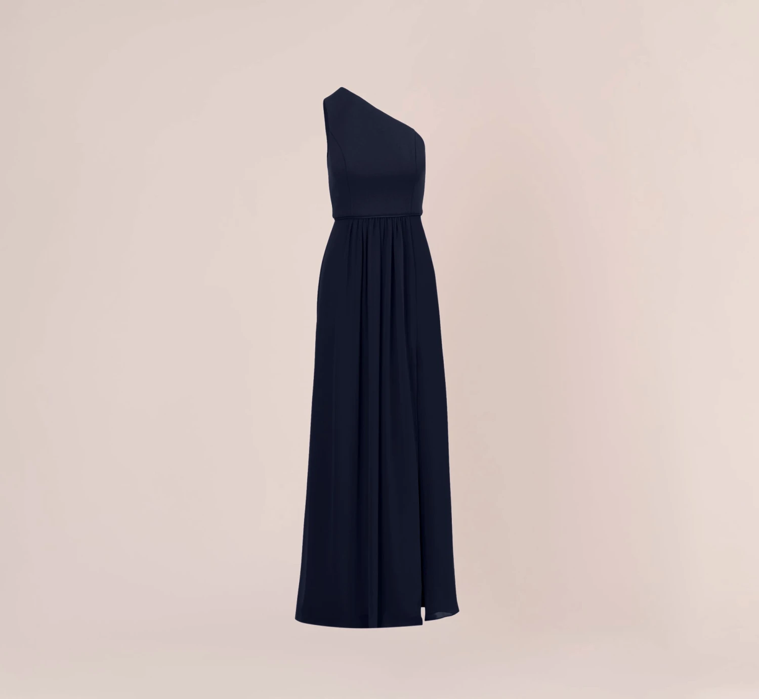 Adrianna Papell One-Shoulder Chiffon Long Gown In Midnight 7 Adrianna Papell One-Shoulder Chiffon Long Gown In Midnight - Image 7
