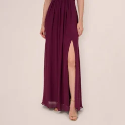 Adrianna Papell One-Shoulder Chiffon Long Gown In Cassis 10 Adrianna Papell One-Shoulder Chiffon Long Gown In Cassis -Glam Mirth Sales AP1E209149 AC507 Regular Lifestyle