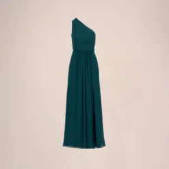 Adrianna Papell One-Shoulder Chiffon Long Gown In Hunter -Glam Mirth Sales AP1E209149 AE303 Regular Flat