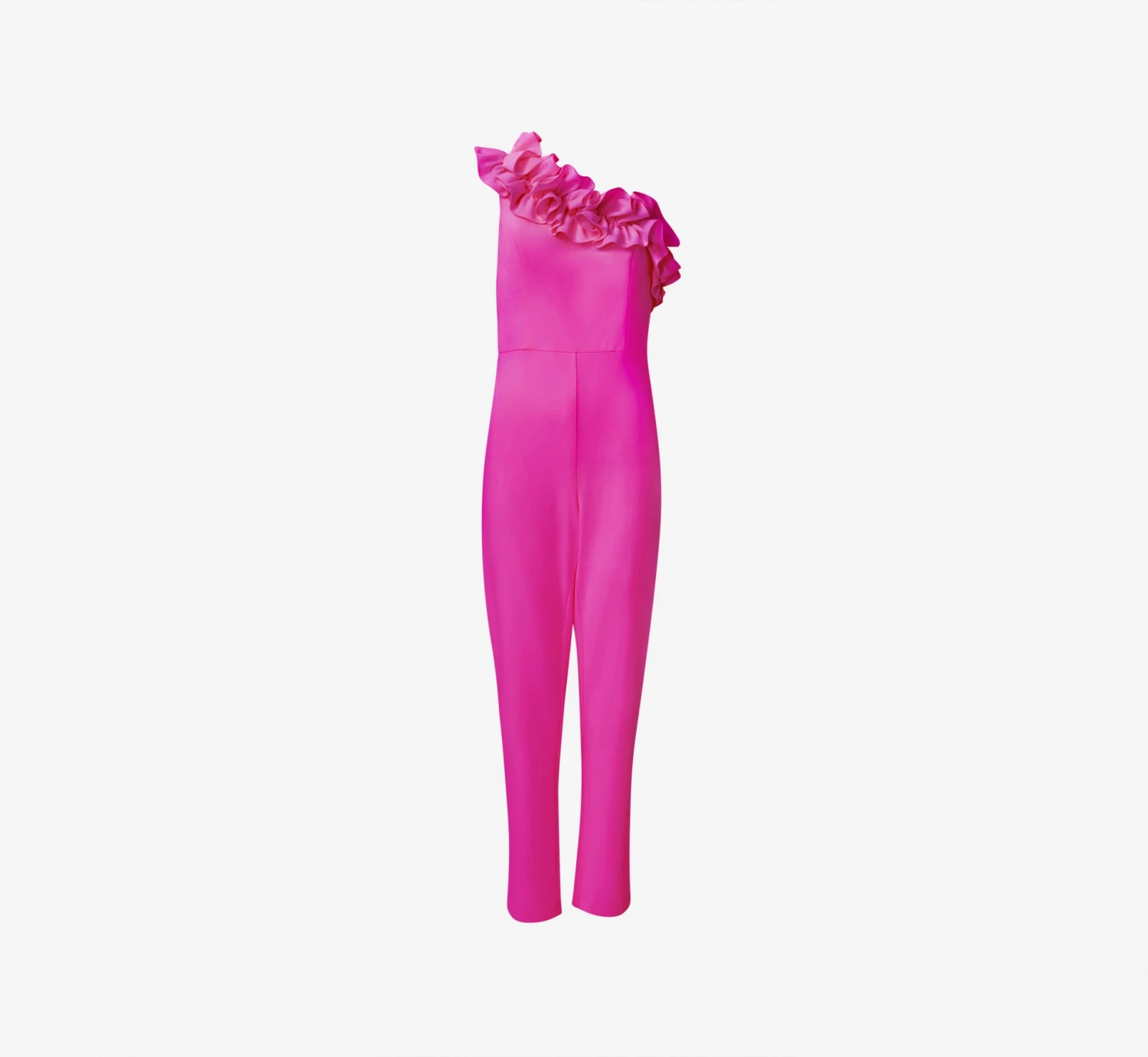 Adrianna Papell Crepe One-Shoulder Ruffled Wide-Leg Jumpsuit In Brilliant Fuchsia 7 Adrianna Papell Crepe One-Shoulder Ruffled Wide-Leg Jumpsuit In Brilliant Fuchsia - Image 7