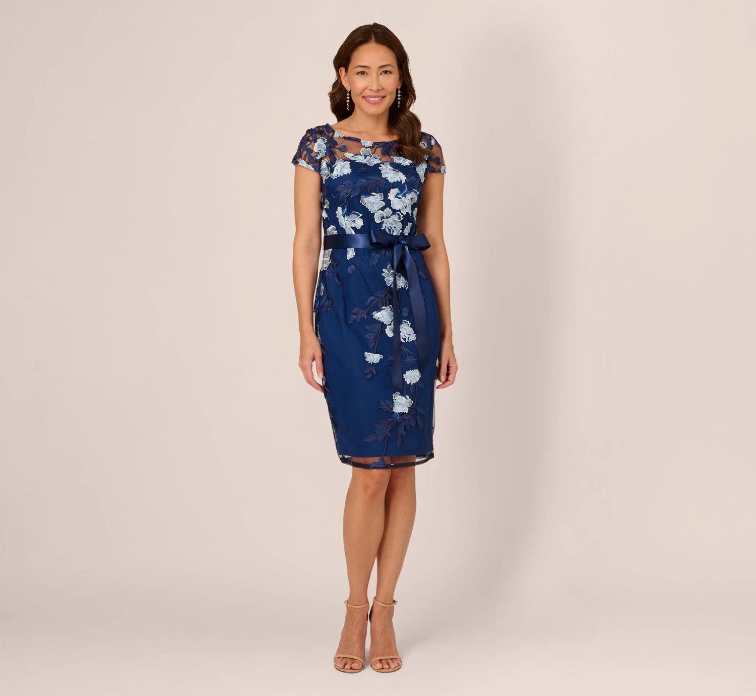 Adrianna Papell Embroidered Sheath Dress In Midnight Multi 5 Adrianna Papell Embroidered Sheath Dress In Midnight Multi - Image 5