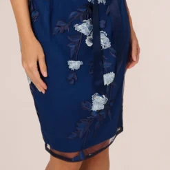 Adrianna Papell Embroidered Sheath Dress In Midnight Multi 12 Adrianna Papell Embroidered Sheath Dress In Midnight Multi -Glam Mirth Sales AP1E209198 AE489 Regular Lifestyle