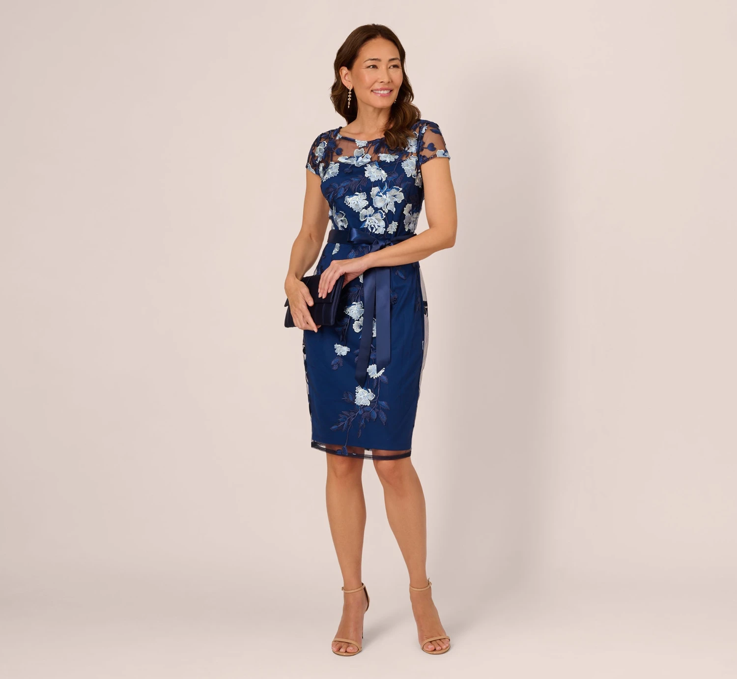 Adrianna Papell Embroidered Sheath Dress In Midnight Multi 2 Adrianna Papell Embroidered Sheath Dress In Midnight Multi - Image 2