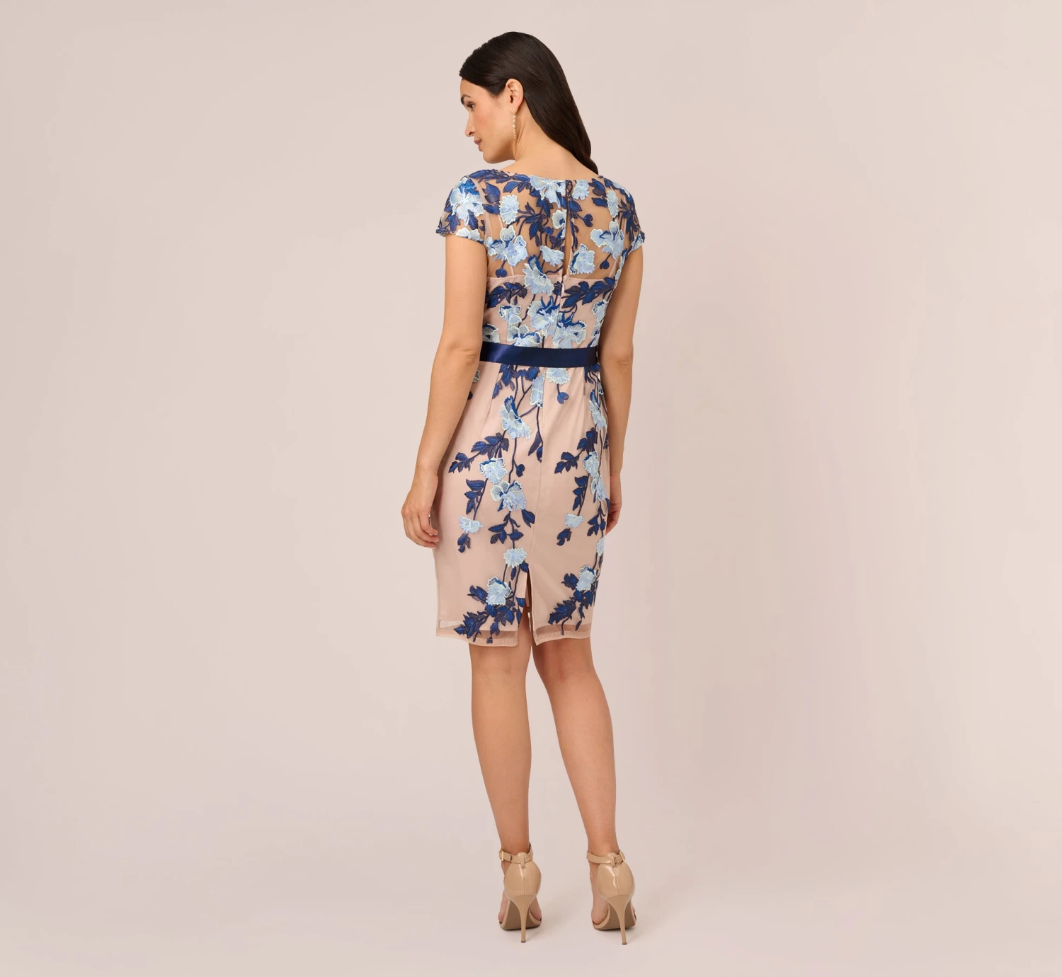 Adrianna Papell Embroidered Sheath Dress In Midnight Multi Nude 4 Adrianna Papell Embroidered Sheath Dress In Midnight Multi Nude - Image 4
