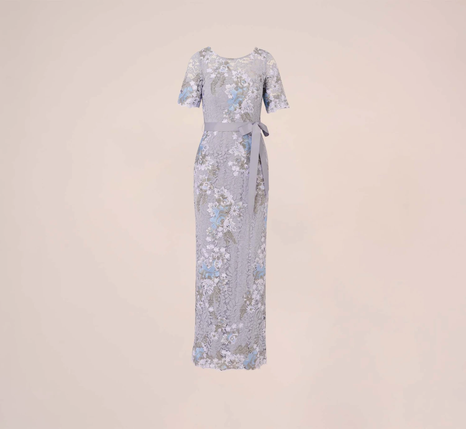 Adrianna Papell Floral Embroidered Gown In Blue Breeze 6 Adrianna Papell Floral Embroidered Gown In Blue Breeze - Image 6