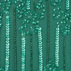 Adrianna Papell Hand-Beaded Illusion Long Column Blouson Gown In Jungle Green -Glam Mirth Sales AP1E209335 AH314 Regular Alternate
