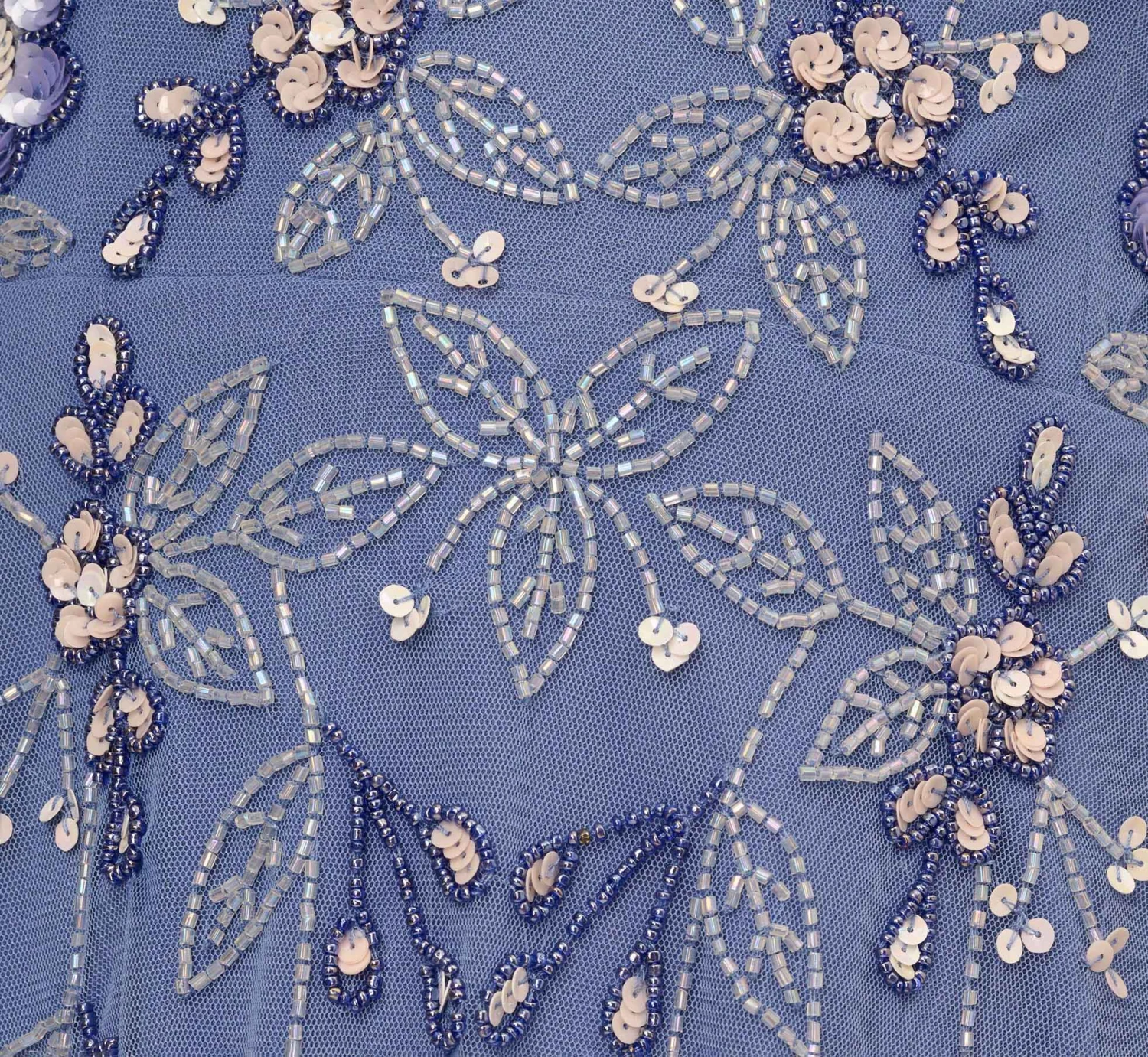 Adrianna Papell Beaded Midi Dress With Sheer Ruffled Sleeves In French Blue 6 Adrianna Papell Beaded Midi Dress With Sheer Ruffled Sleeves In French Blue - Image 6