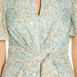 Adrianna Papell Floral-Print Tie-Front Fit-And-Flare Chiffon Long Gown In Skyway 11 Adrianna Papell Floral-Print Tie-Front Fit-And-Flare Chiffon Long Gown In Skyway -Glam Mirth Sales AP1E209532 AC459 Regular Detail