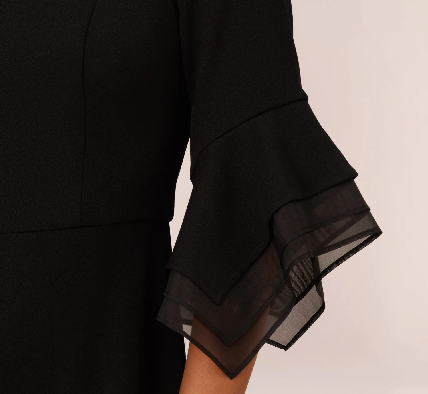 Adrianna Papell Off The Shoulder Crepe Jumpsuit With Organza Sleeves In Black 5 Adrianna Papell Off The Shoulder Crepe Jumpsuit With Organza Sleeves In Black - Image 5