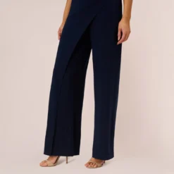 Adrianna Papell Beaded One-Shoulder Matte Jersey Jumpsuit In Midnight -Glam Mirth Sales AP1E209618 AB411 Regular Lifestyle