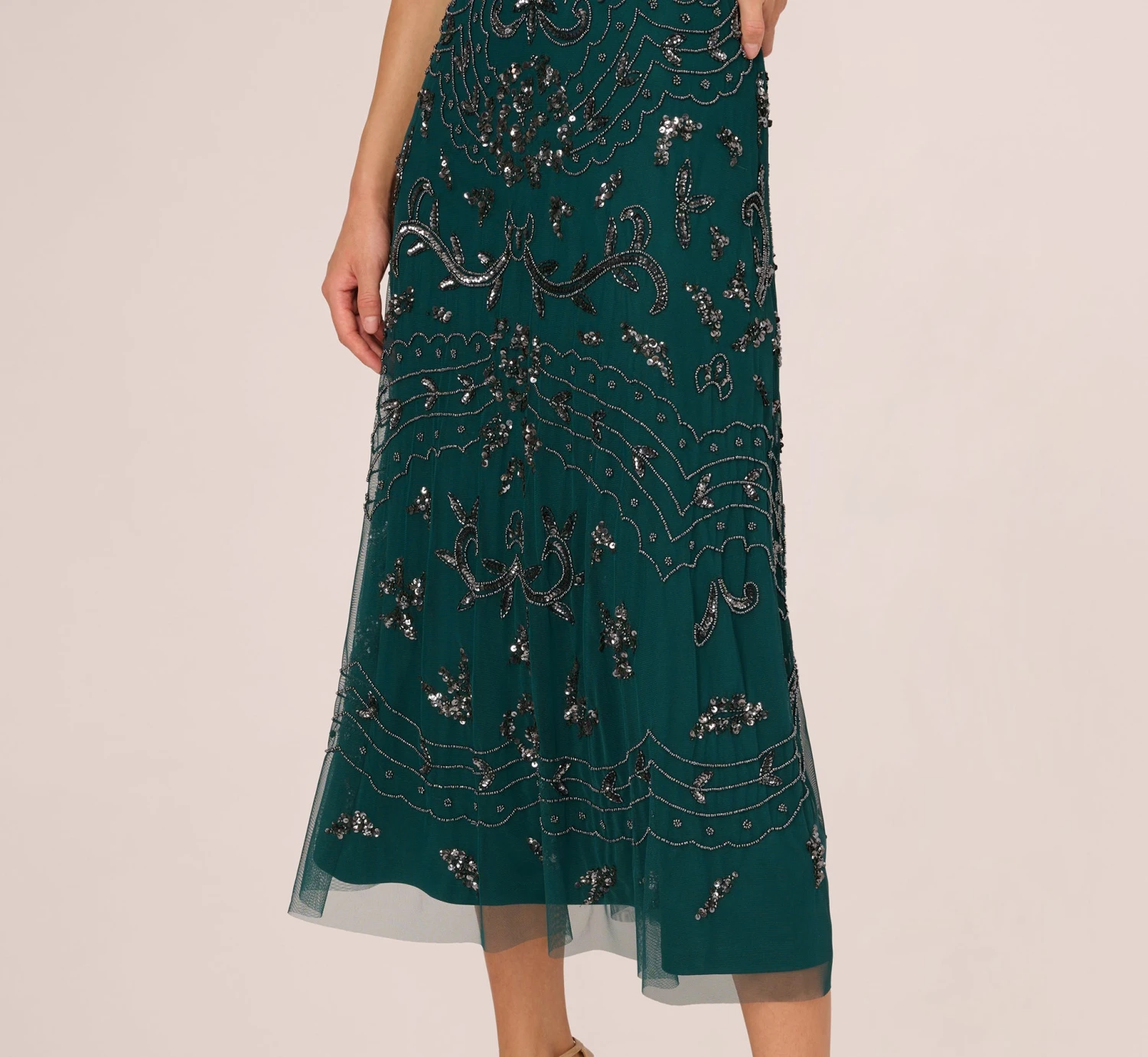 Adrianna Papell Hand-Beaded Ankle-Length Dress In Gem Green 5 Adrianna Papell Hand-Beaded Ankle-Length Dress In Gem Green - Image 5