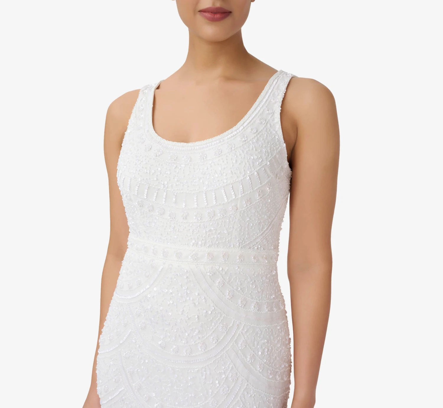 Adrianna Papell Hand-Beaded And Fringed Short Sheath Cocktail Dress In Ivory 5 Adrianna Papell Hand-Beaded And Fringed Short Sheath Cocktail Dress In Ivory - Image 5