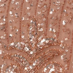 Adrianna Papell Plus Size Fleur Beaded Blouson Gown With Sheer Short Sleeves In Rose Gold -Glam Mirth Sales AP1E209812 AA958 Plus Alternate