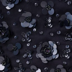 Adrianna Papell 3D Floral Hand-Beaded One-Shoulder Long Column Gown In Dusty Navy 11 Adrianna Papell 3D Floral Hand-Beaded One-Shoulder Long Column Gown In Dusty Navy -Glam Mirth Sales AP1E209866 AK469 Regular Alternate