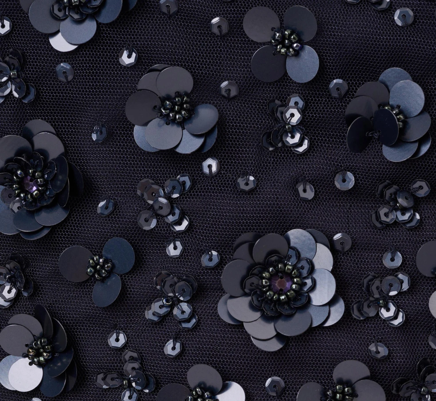 Adrianna Papell 3D Floral Hand-Beaded One-Shoulder Long Column Gown In Dusty Navy 6 Adrianna Papell 3D Floral Hand-Beaded One-Shoulder Long Column Gown In Dusty Navy - Image 6