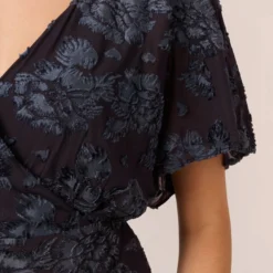 Adrianna Papell Floral Burnout Velvet Long Blouson Gown In Midnight 9 Adrianna Papell Floral Burnout Velvet Long Blouson Gown In Midnight -Glam Mirth Sales AP1E209986 AB411 Regular Lifestyle