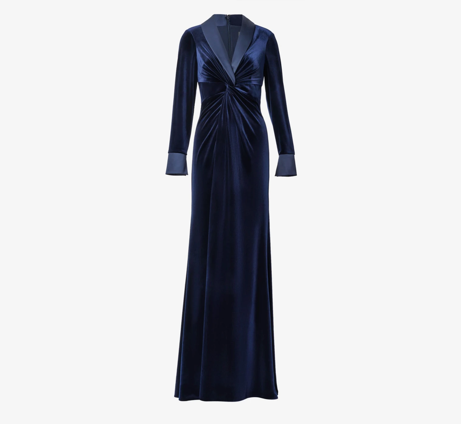 Adrianna Papell Velvet And Charmeuse Twist Front Long Tuxedo Gown In Midnight 3 Adrianna Papell Velvet And Charmeuse Twist Front Long Tuxedo Gown In Midnight - Image 3