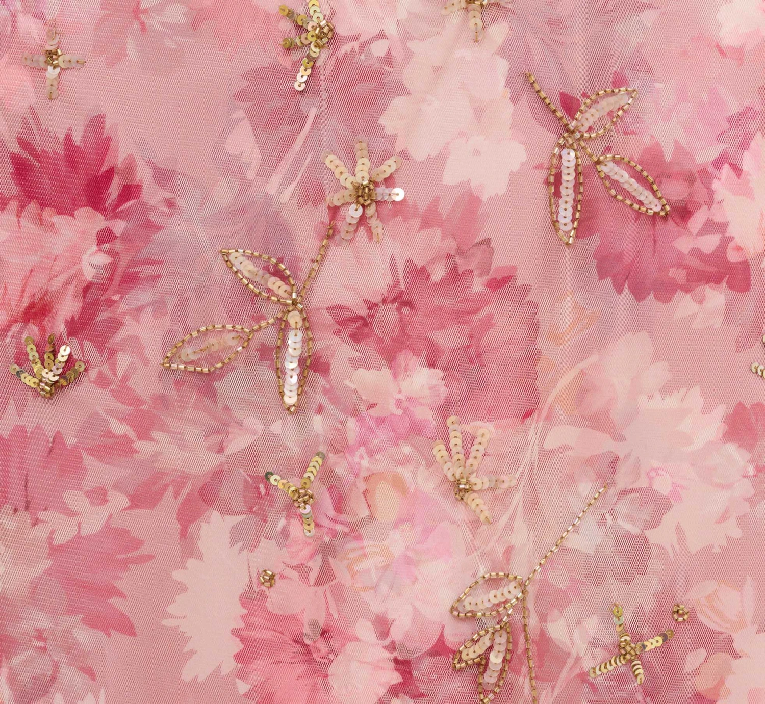 Adrianna Papell Floral-Print And Hand-Beaded Mesh Long Gown In Blush Multi 6 Adrianna Papell Floral-Print And Hand-Beaded Mesh Long Gown In Blush Multi - Image 6