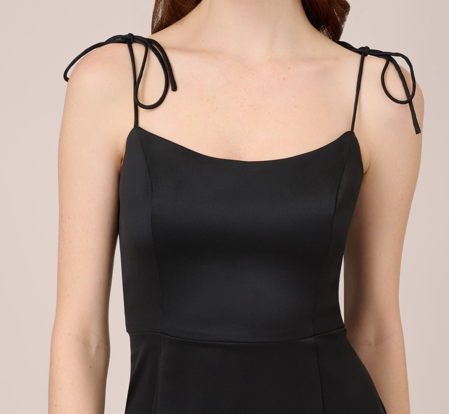 Adrianna Papell Satin Crepe Long Gown In Black 2 Adrianna Papell Satin Crepe Long Gown In Black - Image 2