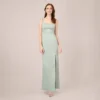 Adrianna Papell Satin Crepe Long Gown In Willow