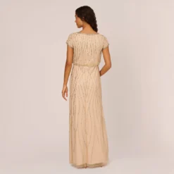 Adrianna Papell Hand-Beaded Blouson Long Gown In Nude 9 Adrianna Papell Hand-Beaded Blouson Long Gown In Nude -Glam Mirth Sales AP1E210157 AB267 Regular Back d2604a12 804c 4132 8772 9cca9256e647