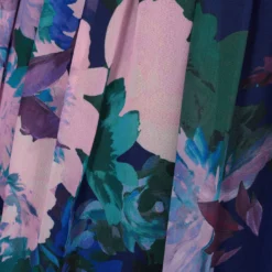 Adrianna Papell Floral-Print Long Shirred Chiffon Gown In Navy Multi 12 Adrianna Papell Floral-Print Long Shirred Chiffon Gown In Navy Multi -Glam Mirth Sales AP1E210216 AD411 Regular Alternate