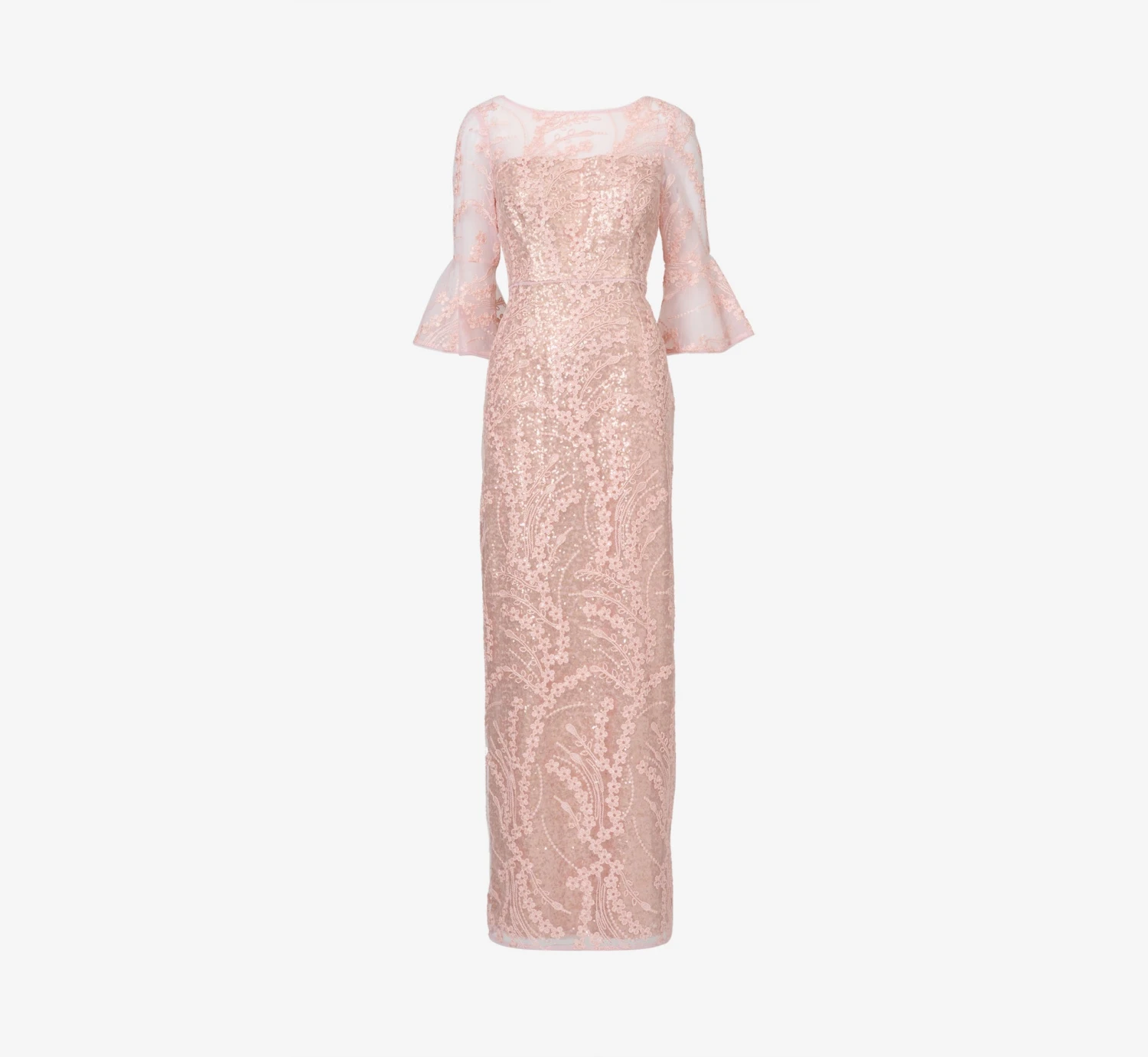 Adrianna Papell Hand-Sequined And Embroidered Illusion Long Column Gown In Blush Pearl 7 Adrianna Papell Hand-Sequined And Embroidered Illusion Long Column Gown In Blush Pearl - Image 7