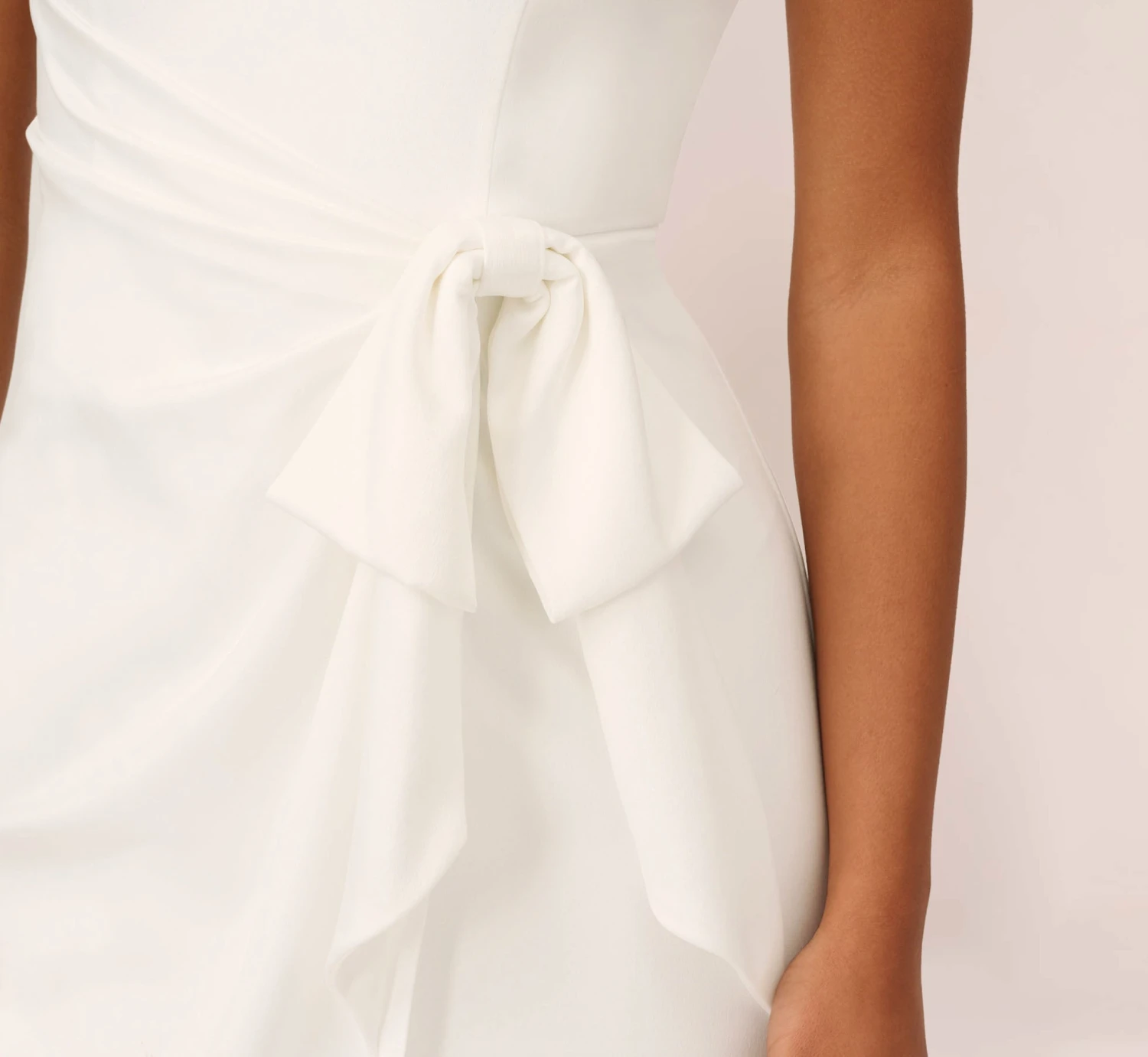 Adrianna Papell Satin Crepe Mermaid Gown With Tie Waist In Ivory 3 Adrianna Papell Satin Crepe Mermaid Gown With Tie Waist In Ivory - Image 3