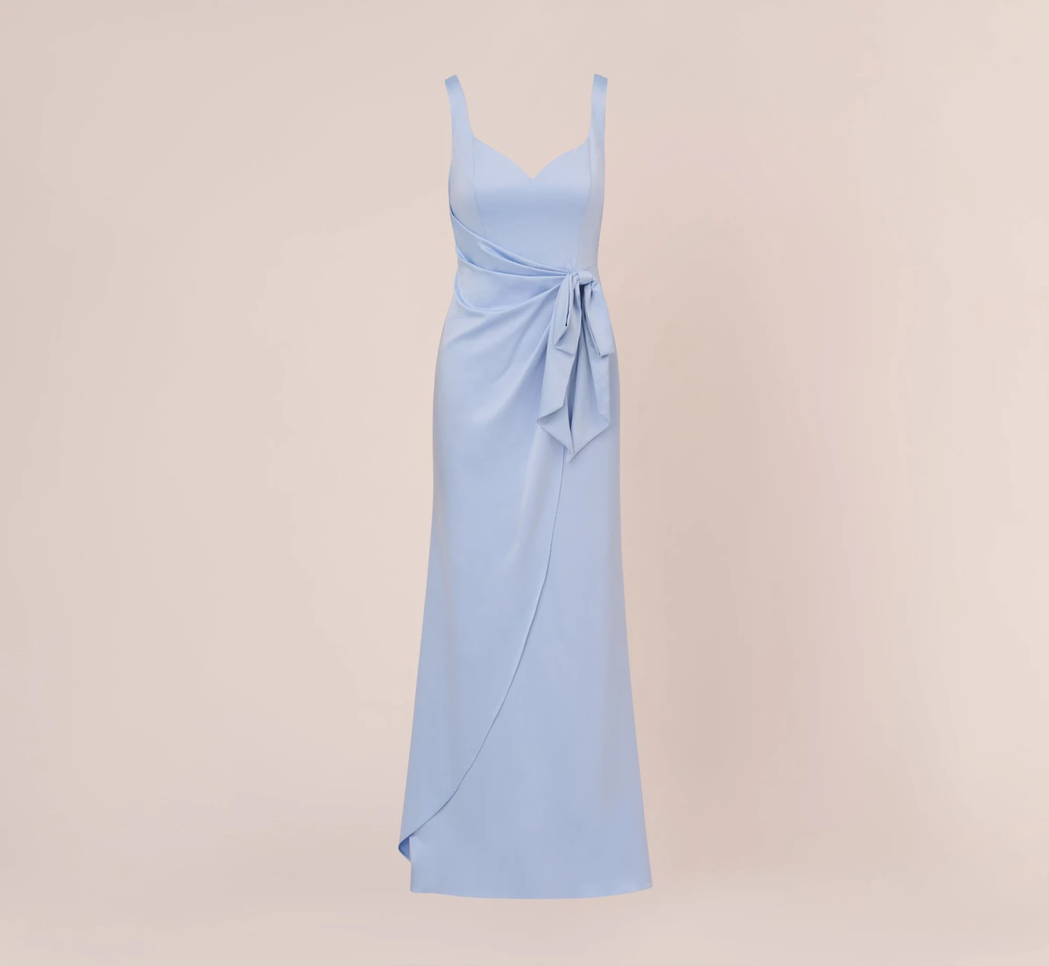 Adrianna Papell Satin Crepe Mermaid Gown With Tie Waist In Blue Breeze 7 Adrianna Papell Satin Crepe Mermaid Gown With Tie Waist In Blue Breeze - Image 7