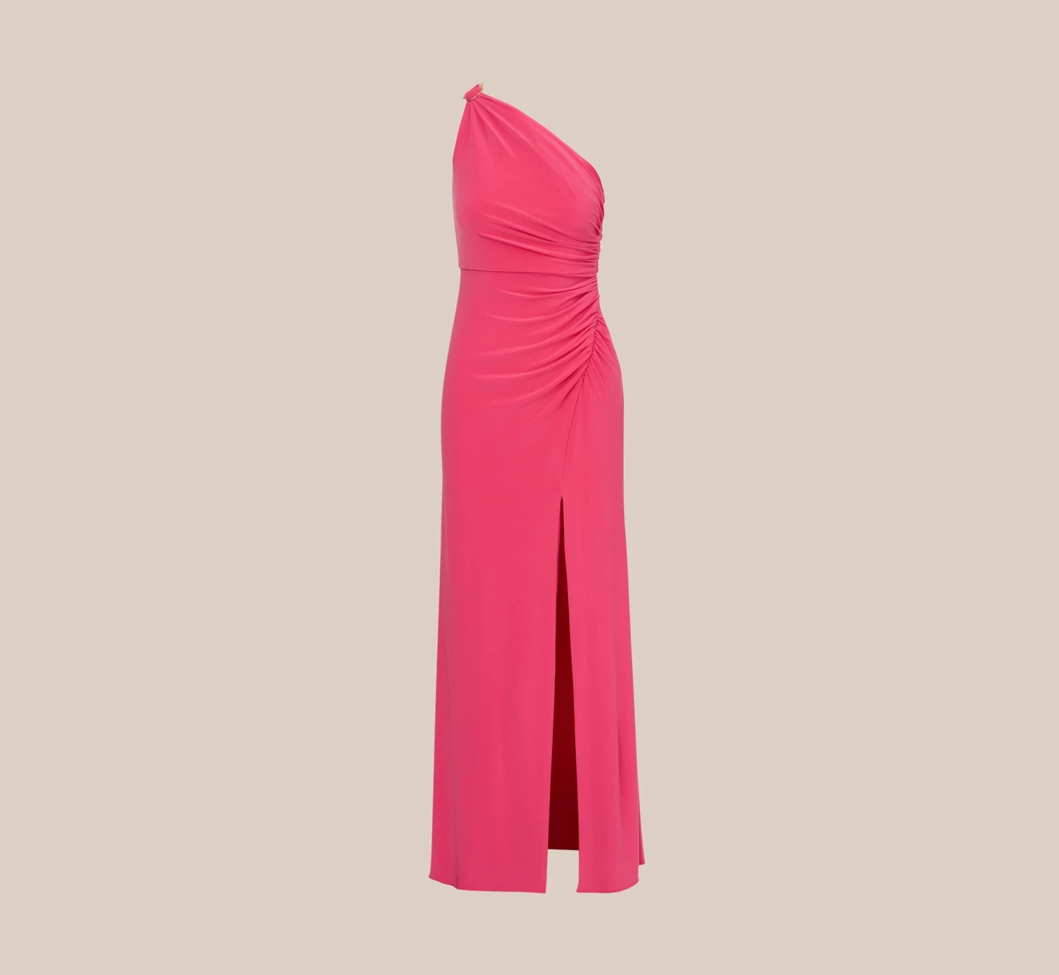 Adrianna Papell One Shoulder Draped Gown With Ring Detail In Pink Lotus 6 Adrianna Papell One Shoulder Draped Gown With Ring Detail In Pink Lotus - Image 6