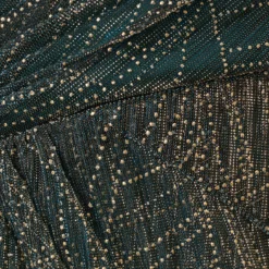 Adrianna Papell Metallic Mesh Faux Wrap Gown With Ruffle Accents In Evergreen -Glam Mirth Sales AP1E210373 AC303 Regular Alternate