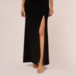 Adrianna Papell Flutter Sleeve Mermaid Gown With Beaded Details In Black 10 Adrianna Papell Flutter Sleeve Mermaid Gown With Beaded Details In Black -Glam Mirth Sales AP1E210420 AA002 Regular Lifestyle